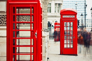 Image showing Red telephone boxes