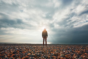 Image showing Alone and pensive