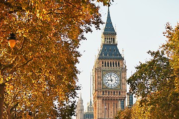 Image showing Big Ben in sunny autumn day