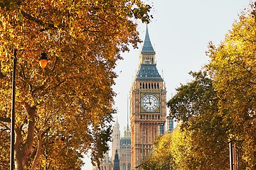 Image showing Big Ben in sunny autumn day