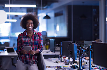 Image showing portrait of a young successful African-American woman in modern 