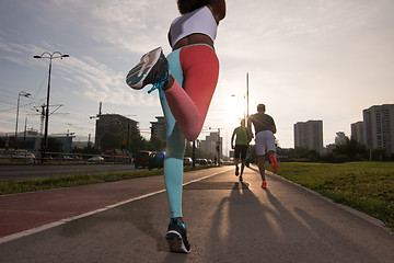 Image showing multiethnic group of people on the jogging