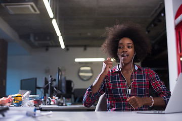 Image showing portrait of a young successful African-American woman in modern 