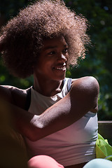 Image showing Close up portrait of a beautiful young african american woman sm