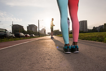 Image showing multiethnic group of people on the jogging