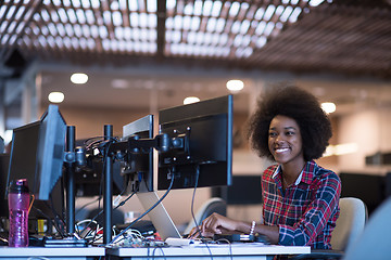 Image showing portrait of a young successful African-American woman in modern 