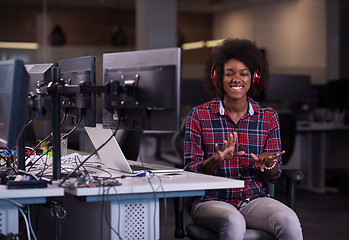 Image showing portrait of a young successful African-American woman in modern 