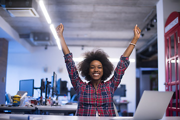 Image showing portrait of a young successful African-American woman in modern 