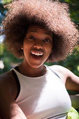 Image showing Close up portrait of a beautiful young african american woman sm