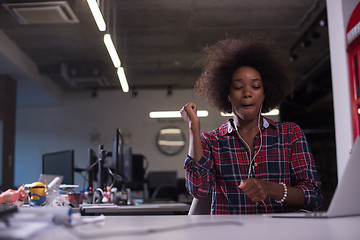 Image showing portrait of a young successful African-American woman in modern 