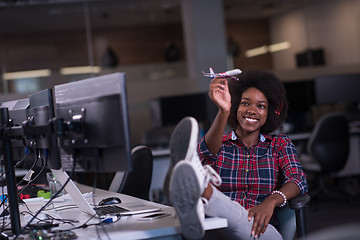 Image showing portrait of a young successful African-American woman in modern 