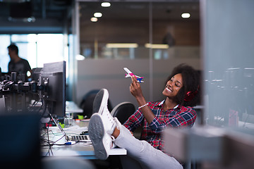 Image showing portrait of a young successful African-American woman in modern 