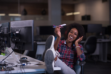 Image showing portrait of a young successful African-American woman in modern 