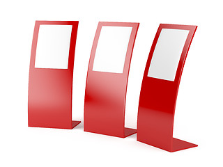 Image showing Three red ad panels