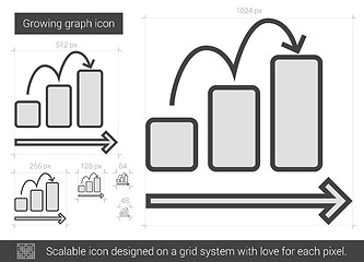 Image showing Growing graph line icon.