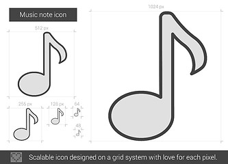 Image showing Music note line icon.