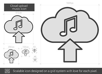 Image showing Cloud upload music line icon.