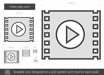 Image showing Video play line icon.