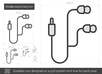 Image showing Mobile earphones line icon.