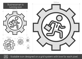 Image showing Businessman is running line icon.