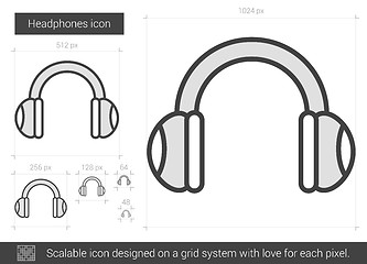 Image showing Headphones line icon.