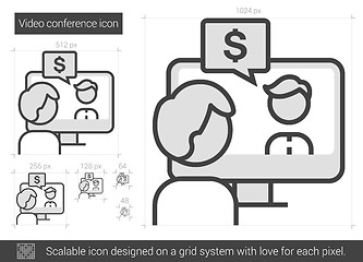 Image showing Video conference line icon.