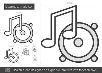 Image showing Listening to music line icon.