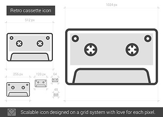 Image showing Retro cassette line icon.