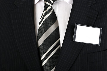 Image showing Blank nametag on a well dressed man