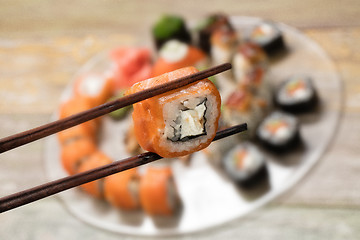 Image showing Japanese Sushi On A Table