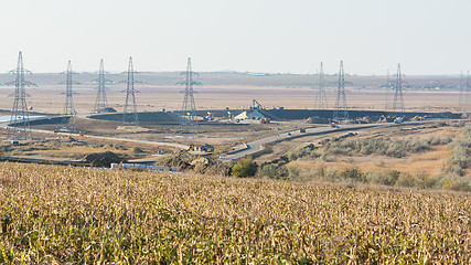 Image showing Taman, Russia - November 5, 2016: General construction plan transport interchange entrance of highway M-25 Novorossiysk - Kerch strait to the city of Kerch and Kerch bridge