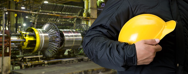 Image showing Worker with safety helmet