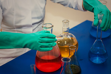 Image showing Experiments in a chemistry lab