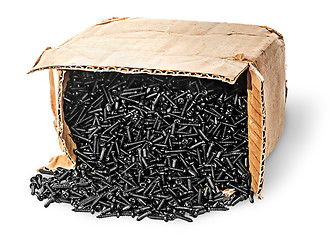 Image showing Screws fall out of old cardboard box