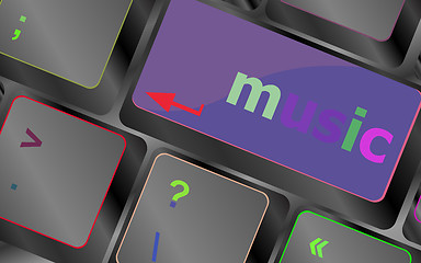 Image showing Computer keyboard with music key - technology background vector keyboard key. keyboard button. Vector illustration