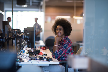 Image showing portrait of a young successful African-American woman in modern 