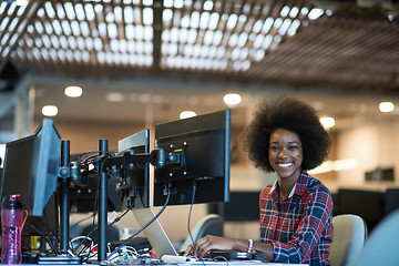 Image showing portrait of a young successful African-American woman in modern 