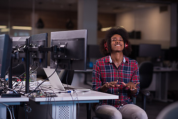 Image showing portrait of a young successful African-American woman in modern 