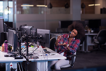 Image showing portrait of a young successful African-American woman in modern 