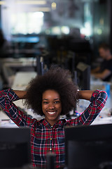 Image showing portrait of a young successful African-American woman in modern 