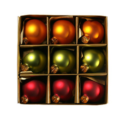 Image showing Xmas ornaments in a box with path