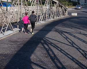 Image showing young  couple jogging