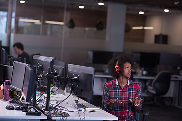 Image showing portrait of a young successful African-American woman in modern 