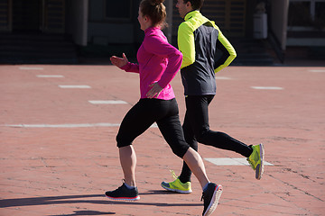 Image showing young  couple jogging