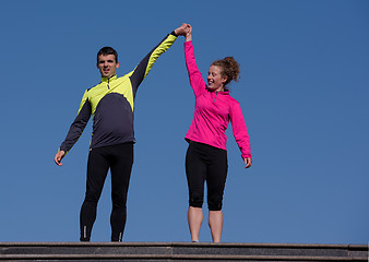 Image showing congratulate and happy to finish morning workout