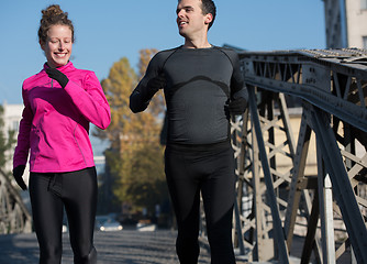 Image showing young  couple jogging