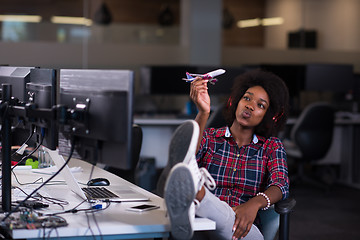 Image showing portrait of a young successful African-American woman in modern 