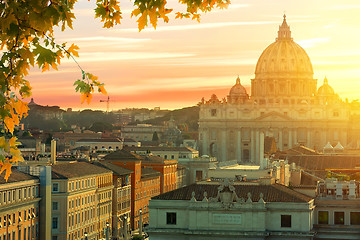 Image showing Sunset over Vatican