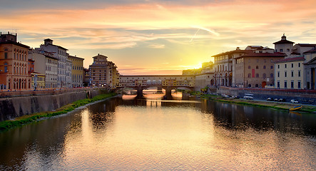 Image showing Ponte Vecchio at sunrise