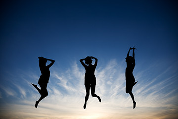 Image showing Jumping with joy